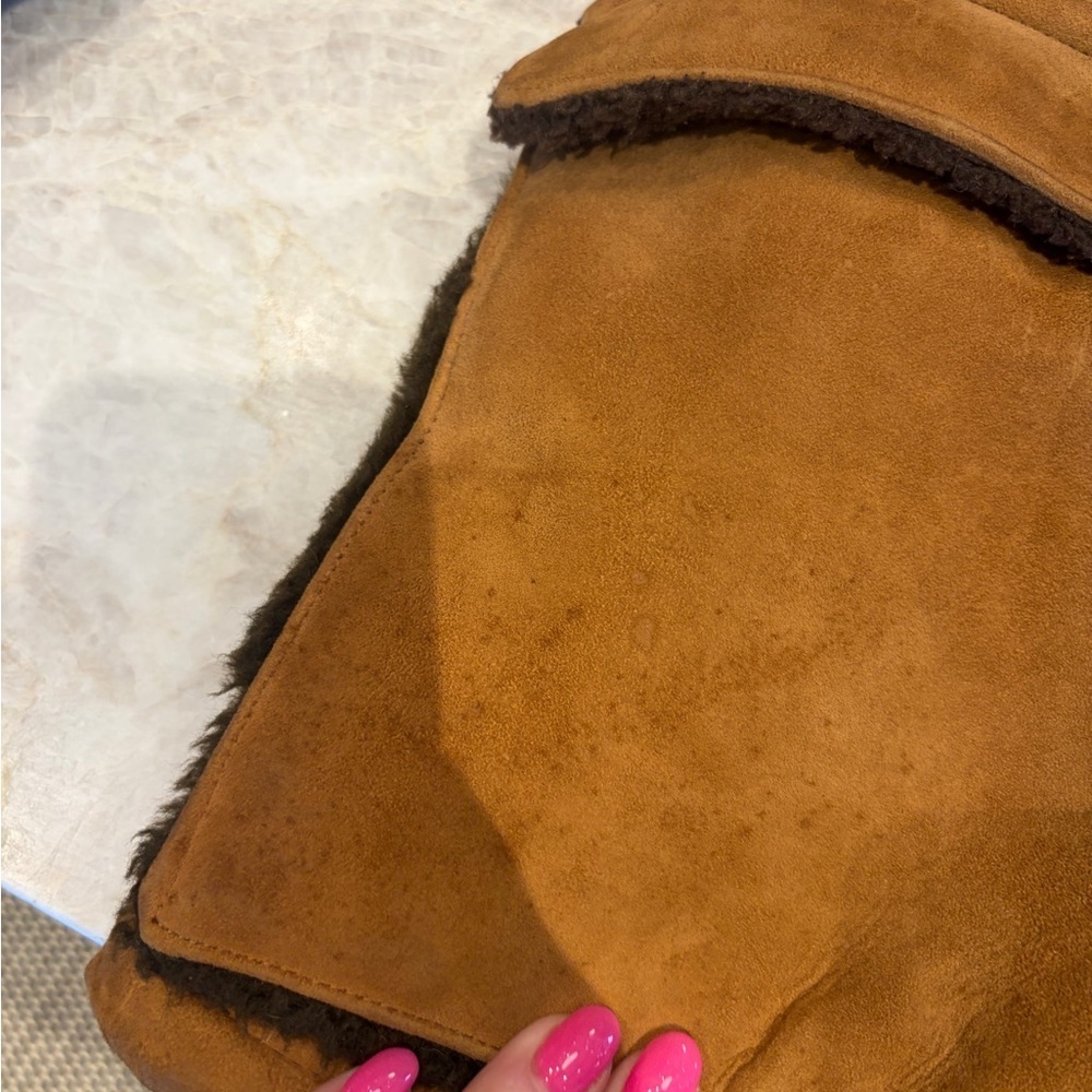 Vintage Holiday Suede & Shearling Coat | Treated Suede | Boston, Mass. - Picture 11 of 12
